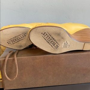 Seychelles Shoes - Yellow Leather 3” wedge heel sandals by SEYCHELLES Seychelles Shoes - Yellow Leather 3” wedge heel sandals by SEYCHELLES